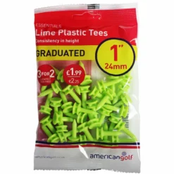 Americangolf American Golf Mens Lime AG Essentials Graduated 24mm Plastic Tees