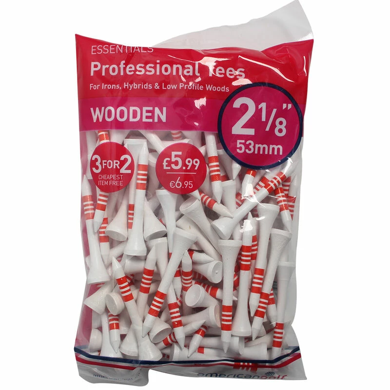 Americangolf AG Essentials 53mm Wooden Tees 120 Pack