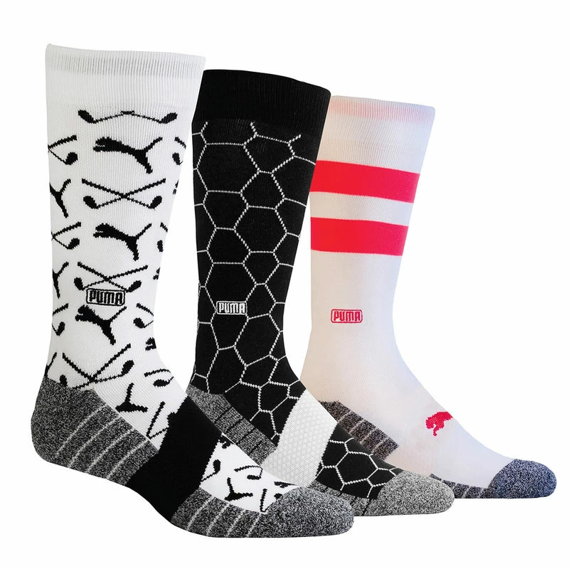 PUMAGolf PUMA Golf Pattern 3 Pack Crew Socks