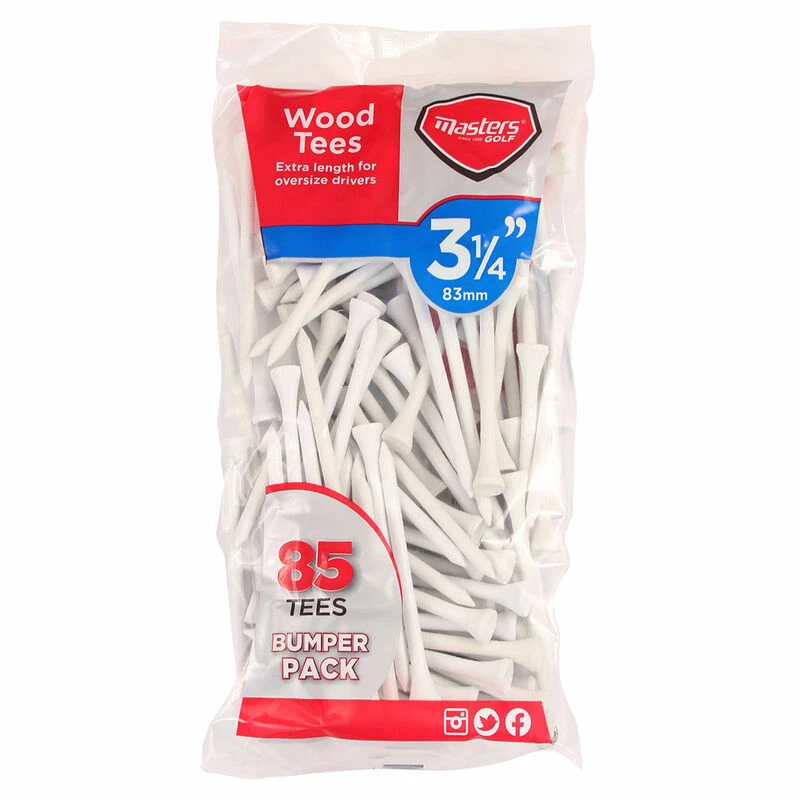 MastersGolf Masters Golf Wooden 3 1/4"" Tees 85 Bumpa Pack