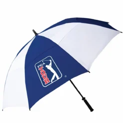 PGA Tour Mens White And Blue Lightweight Double Canopy Umbrella