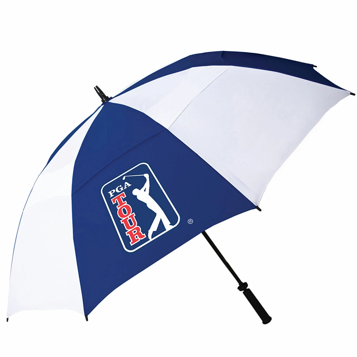 PGA Tour Mens White And Blue Lightweight Double Canopy Umbrella