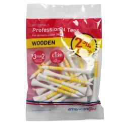American Golf Yellow Ag Essentials Pack Of 20 Wooden Tees