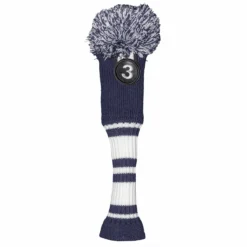 Fazer Navy Blue Pompom Knit Golf Fairway Head Cover | American Golf