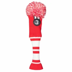 Fazer Red And White Pompom Knit Golf Fairway Head Cover