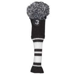 Fazer Black And White Pom Pom Knitted Golf Fairway Head Cover