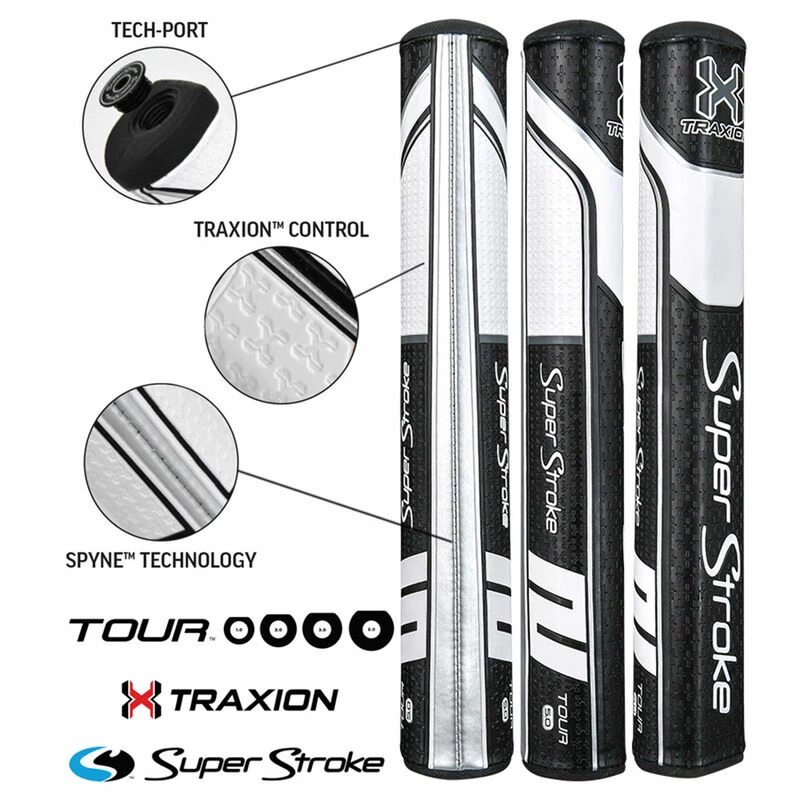 SuperStroke Black And White Traxion Tour Fatso 5.0 Golf Putter Grip - Image 2