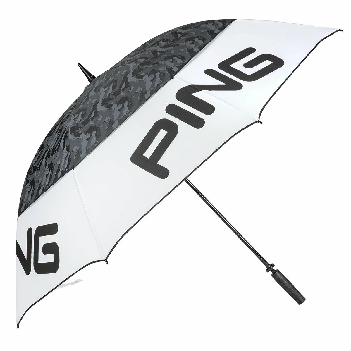 PING Black And White Long Lasting Rain Stripe Print Tour Double Canopy Golf Umbrella