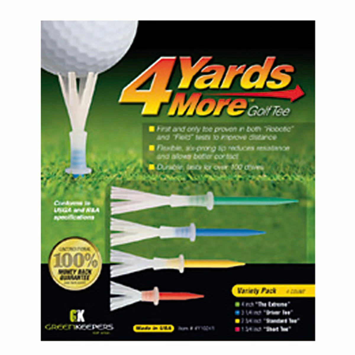 4 Yards More Variety Pack Of 4 Golf Tees