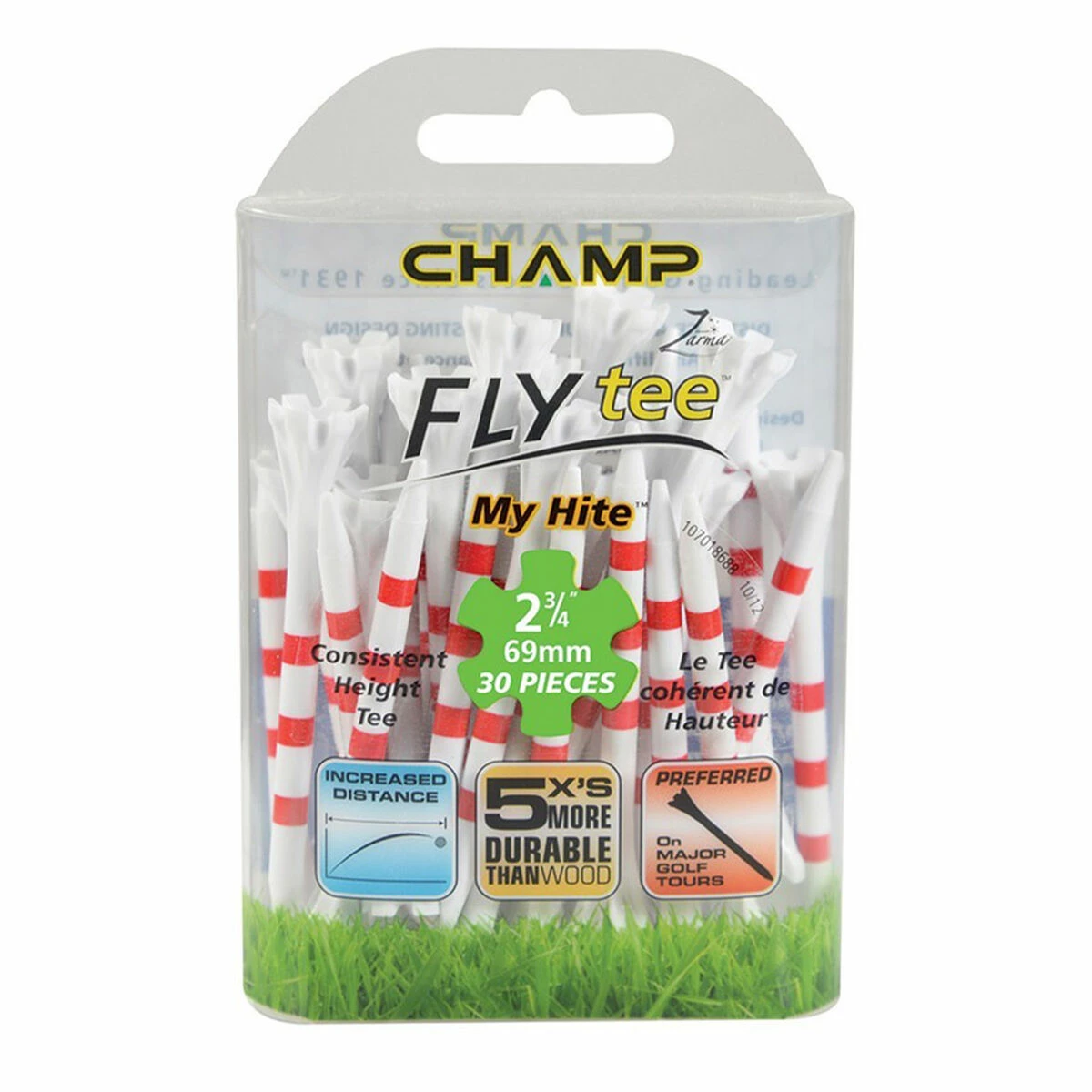 Champ White And Red MyHite Fly Pack Of 30 Golf Tees