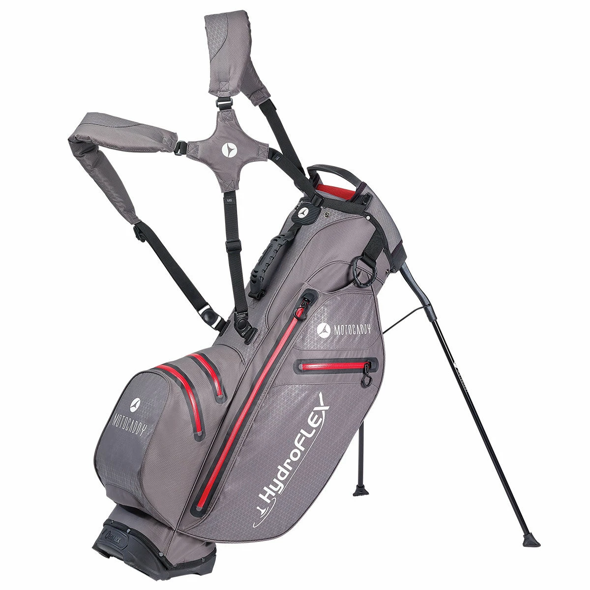 Motocaddy Mens Grey And Red Lightweight HydroFLEX Golf Stand Bag | American Golf 1 Motocaddy Mens Grey And Red Lightweight HydroFLEX Golf Stand Bag | American Golf