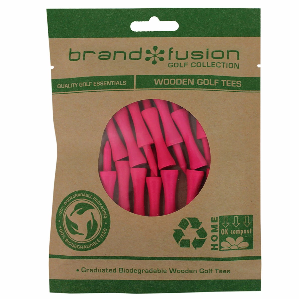 Brand Fusion BrandFusion Mens Pink Graduated Biodegradable Wooden Golf Tees - Image 2