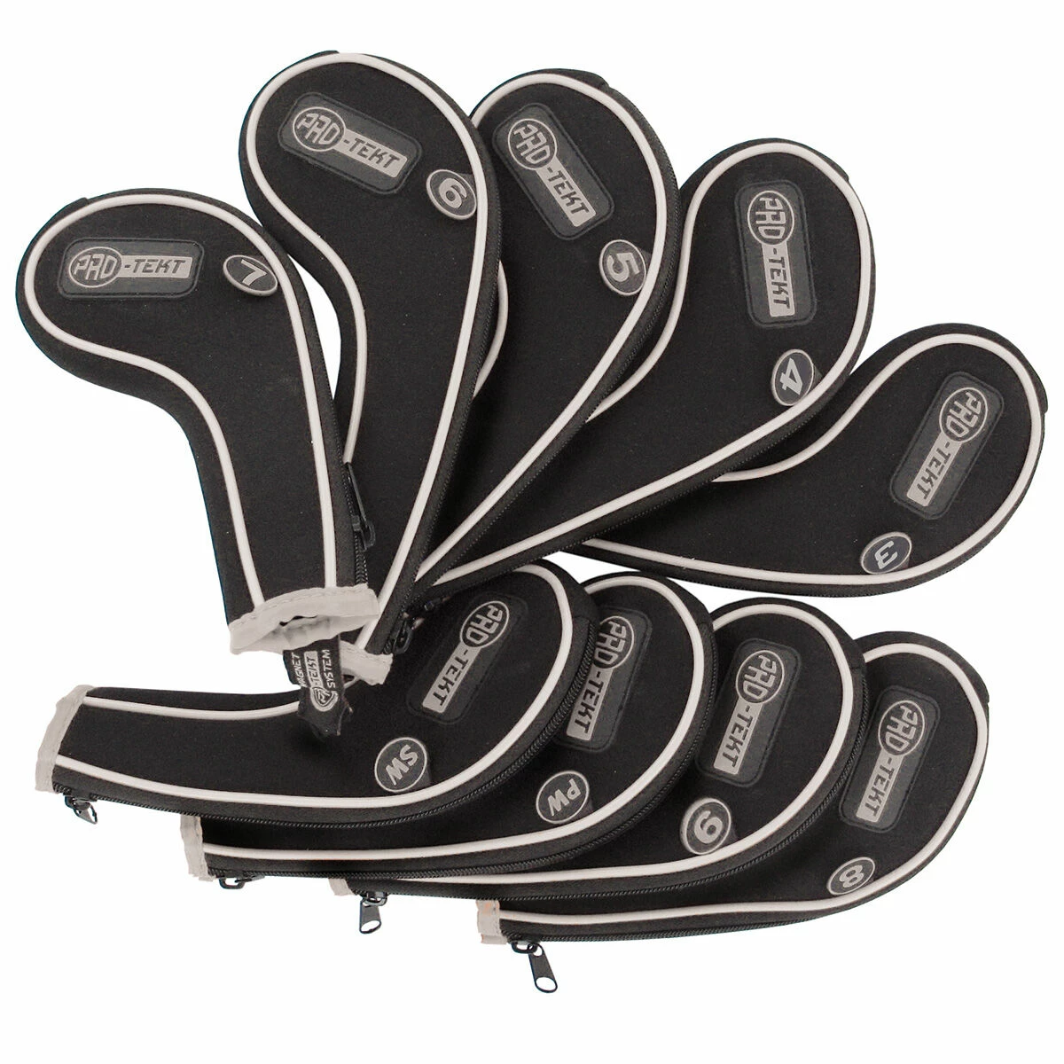 PRO TEKT Pro-Tekt Silver And Black Graphite Golf Zip Iron Head Covers | American Golf