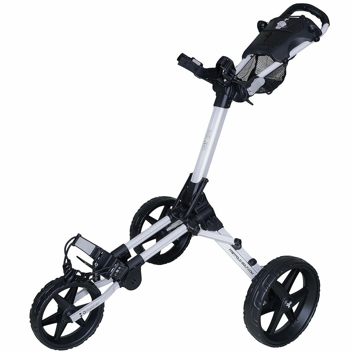 Fast Fold White And Black Lightweight Kliq 3 Wheel Push Golf Trolley 1 Fast Fold White And Black Lightweight Kliq 3 Wheel Push Golf Trolley