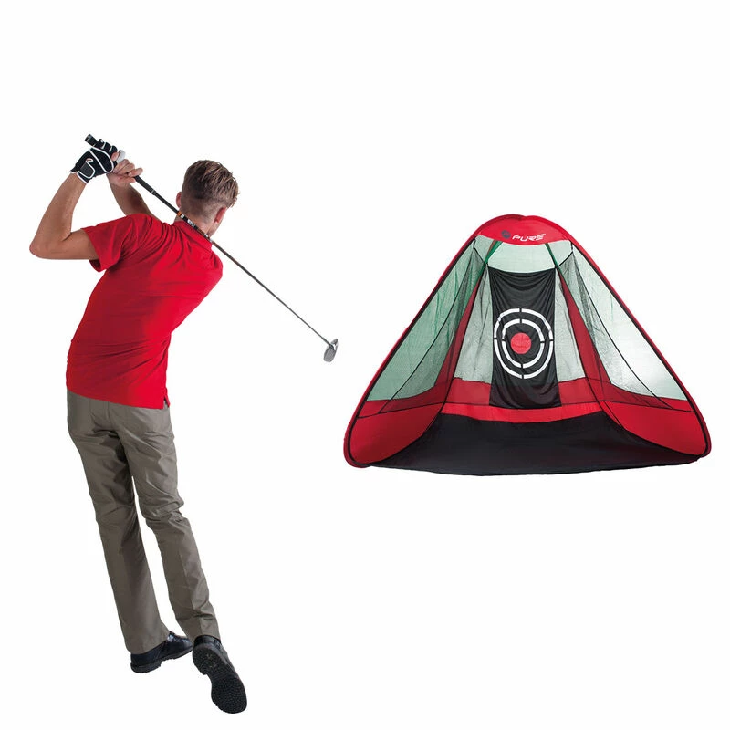 Pure 2 Improve Black And Red Long Lasting Pop-Up Golf Triangle Practice Net - Image 2