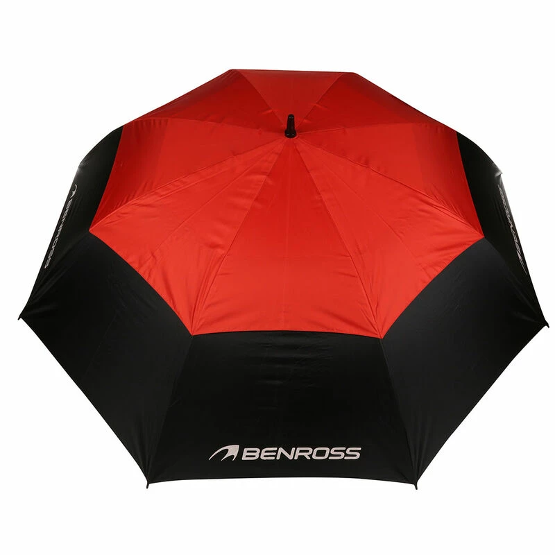 Benross Black And Red Lightweight Plain Double Canopy Golf Umbrella - Image 2
