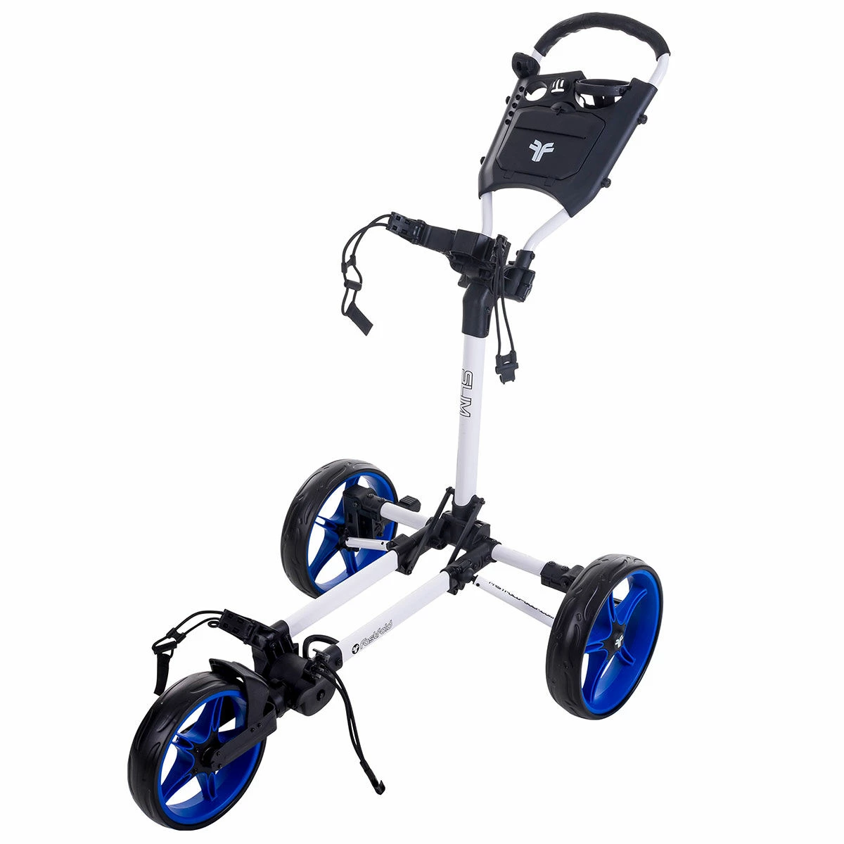 Fast Fold White And Blue Lightweight Slim 3-Wheel Push Golf Trolley