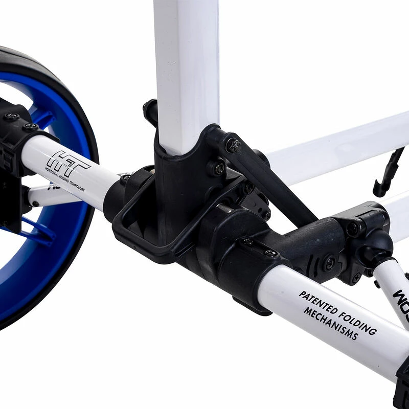 Fast Fold White And Blue Lightweight Slim 3-Wheel Push Golf Trolley - Image 3