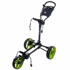 Fast Fold Black And Green Lightweight Slim 3-Wheel Push Golf Trolley
