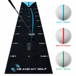 Me And My Golf Black Blue Breaking Ball 11FT Putting Mat